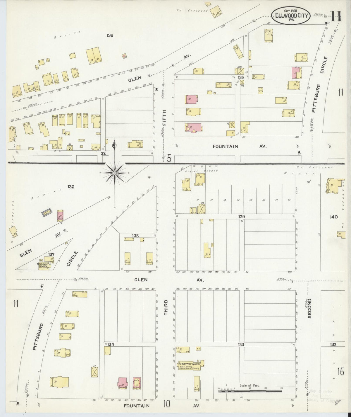 Sanborn Fire Insurance Map from Ellwood City, Lawrence County, Pennsylvania (1908), Sheet #0011 - Complete Map Set gallery image, historic Sanborn map, vintage wall art, Pennsylvania Pennsylvania