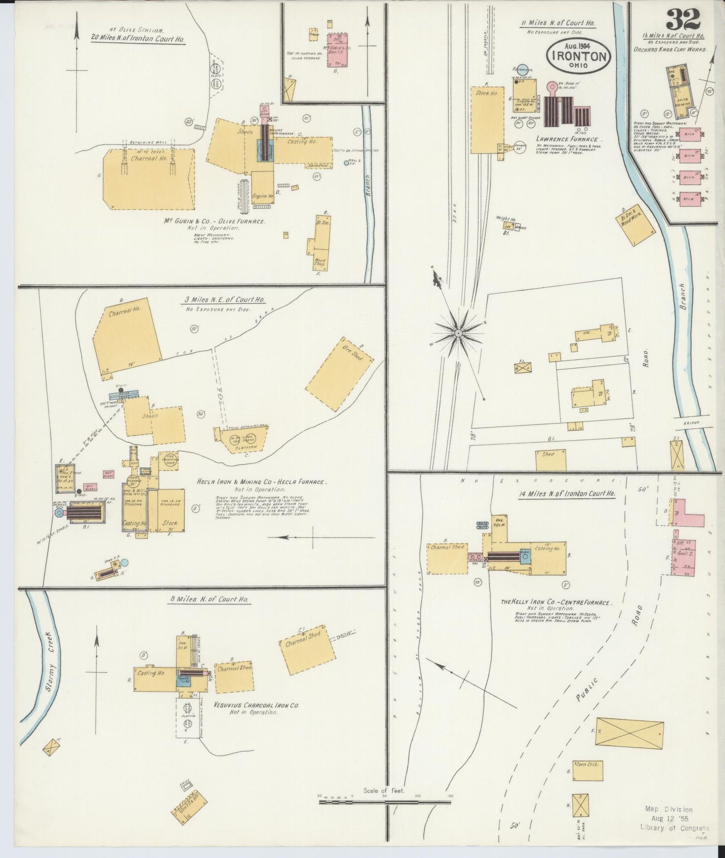 Sanborn Fire Insurance Map from Ironton, Lawrence County, Ohio (1904), Sheet #0032 - Historic Sanborn Fire Insurance Map Print, vintage old map wall art, antique decor, genealogy gift, Ohio Ohio map