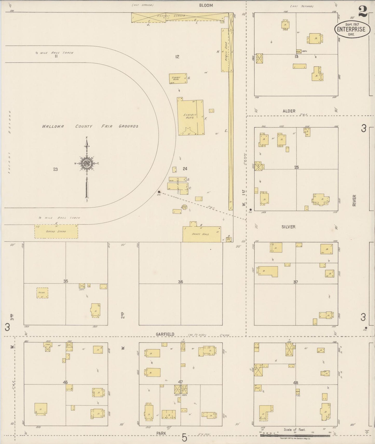 Sanborn Fire Insurance Map from Enterprise, Wallowa County, Oregon (1917), Sheet #0002 - Complete Map Set gallery image, historic Sanborn map, vintage wall art, Oregon Oregon