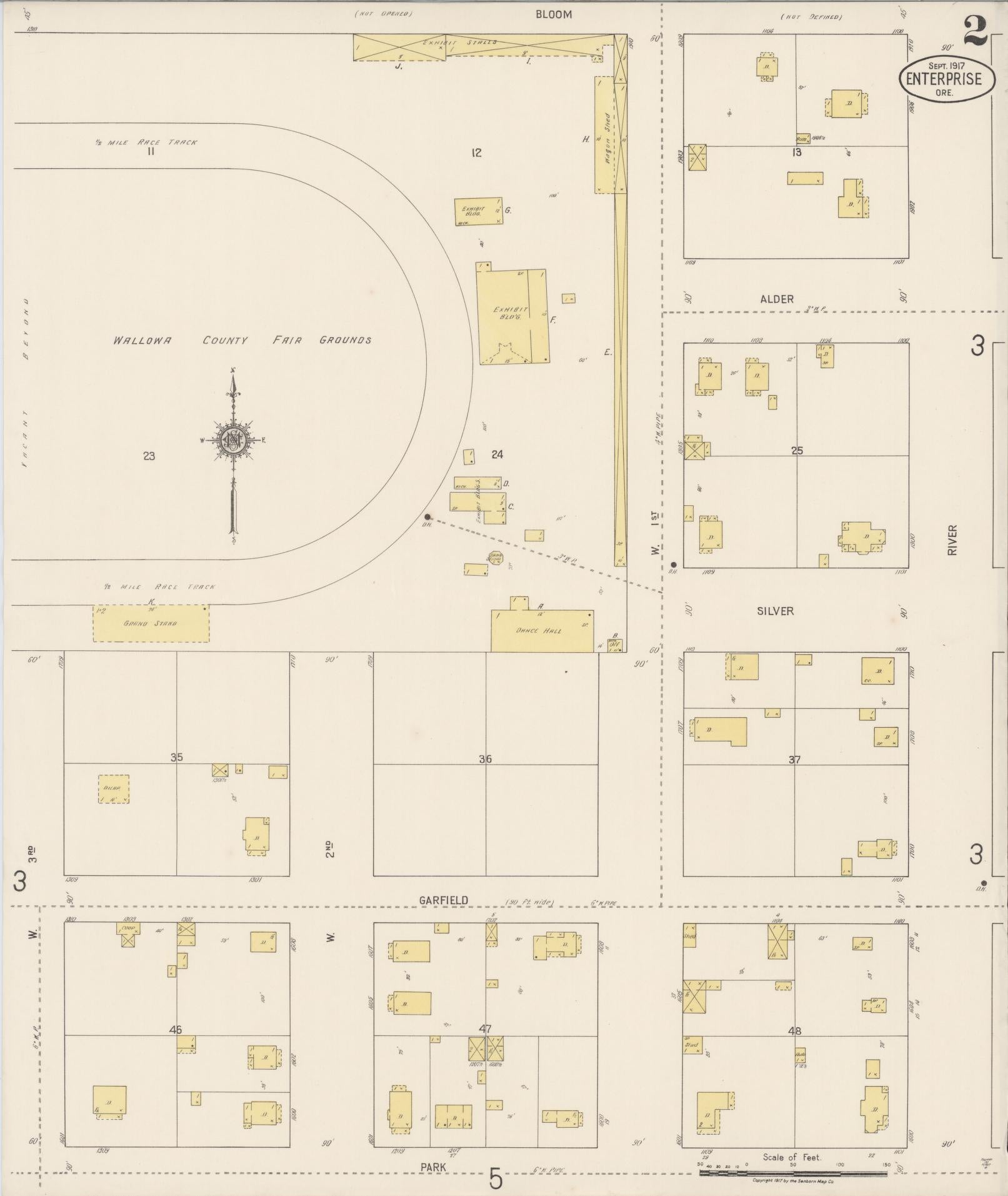 Sanborn Fire Insurance Map from Enterprise, Wallowa County, Oregon (1917), Sheet #0002 - Complete Map Set gallery image, historic Sanborn map, vintage wall art, Oregon Oregon