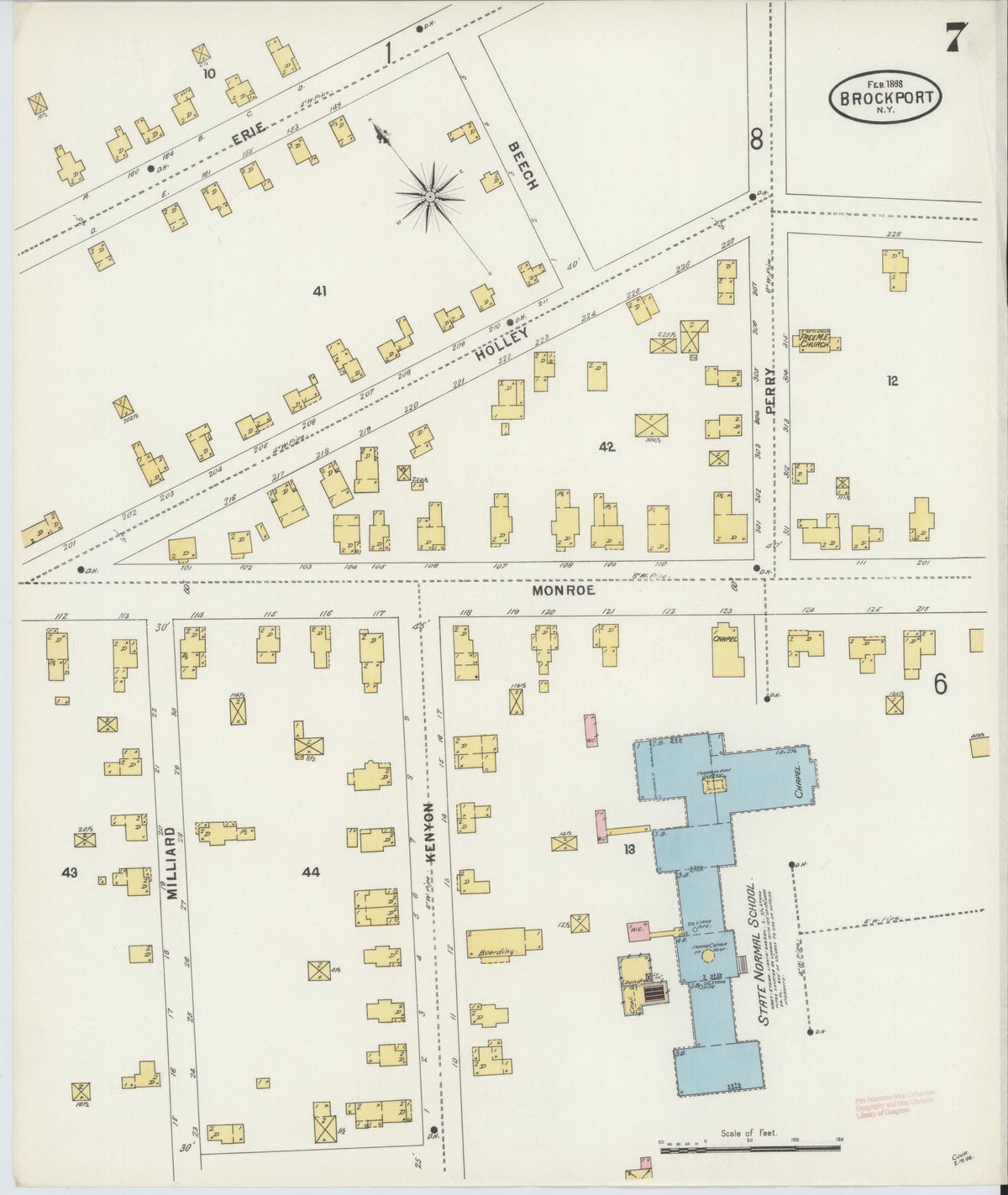 Sanborn Fire Insurance Map from Brockport, Monroe County, New York (1898), Sheet #0007 - Complete Map Set gallery image, historic Sanborn map, vintage wall art, New York New York