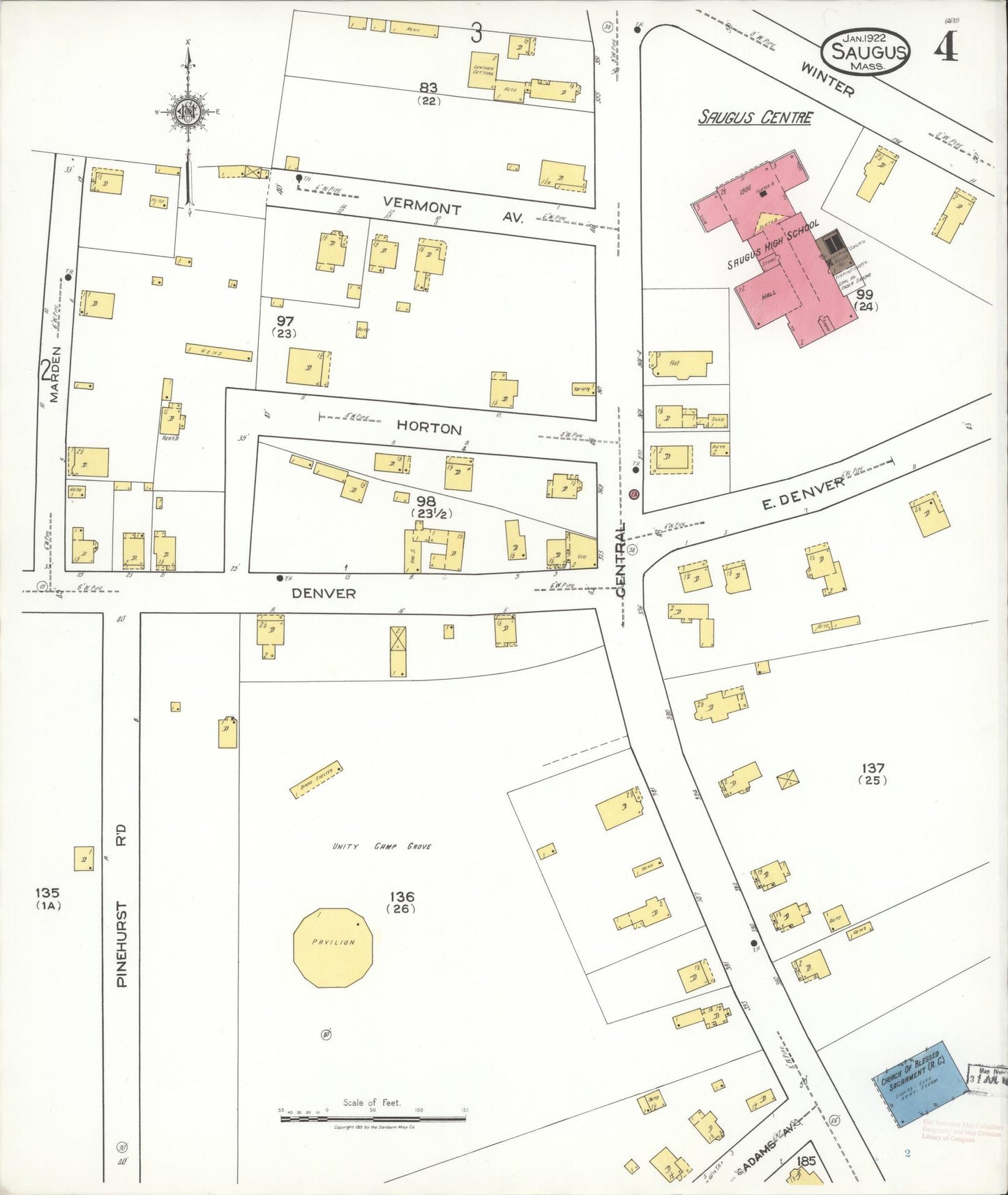 Sanborn Fire Insurance Map from Saugus, Essex County, Massachusetts (1922), Sheet #0004 - Complete Map Set gallery image, historic Sanborn map, vintage wall art, Massachusetts Massachusetts