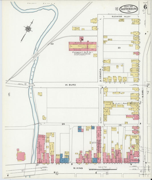 Sanborn Fire Insurance Map from Shippensburg, Cumberland And Franklin Counties, Pennsylvania (1921), Sheet #0006 - Historic Sanborn Fire Insurance Map Print, vintage old map wall art, antique decor, genealogy gift, Counties Pennsylvania map
