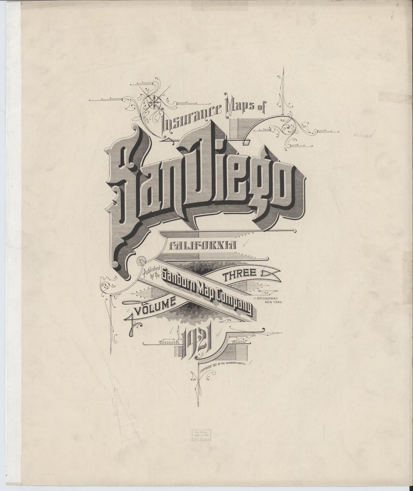 Sanborn Fire Insurance Map from San Diego, San Diego County, California (1921), Sheet #0001 - Complete Map Set gallery image, historic Sanborn map, vintage wall art, California California
