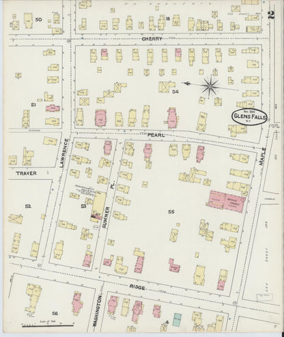 Sanborn Fire Insurance Map from Glens Falls, Warren County, New York (1890), Sheet #0002 - Complete Map Set gallery image, historic Sanborn map, vintage wall art, New York New York