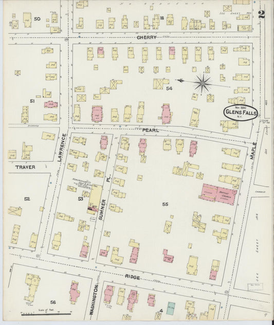 Sanborn Fire Insurance Map from Glens Falls, Warren County, New York (1890), Sheet #0002 - Complete Map Set gallery image, historic Sanborn map, vintage wall art, New York New York