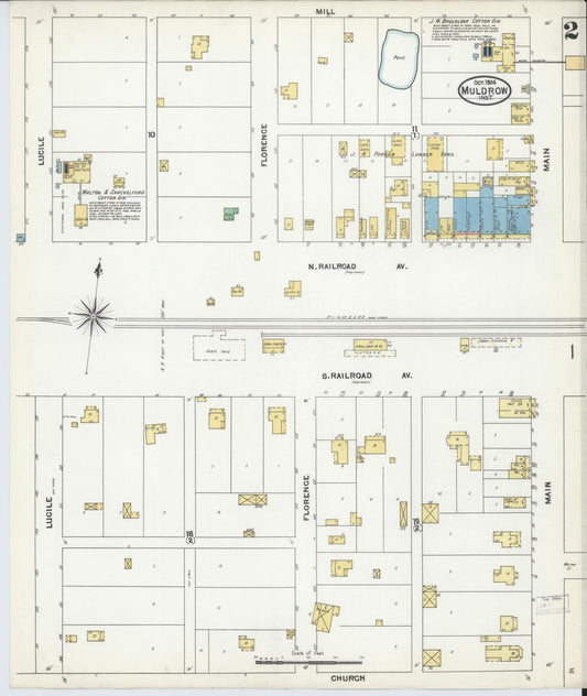 Sanborn Fire Insurance Map from Muldrow, Sequoyah County, Oklahoma (1904), Sheet #0002 - Historic Sanborn Fire Insurance Map Print, vintage old map wall art, antique decor, genealogy gift, Oklahoma Oklahoma map