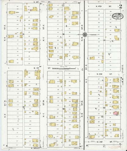 Sanborn Fire Insurance Map from Gas City, Grant County, Indiana (1920), Sheet #0002 - Complete Map Set gallery image, historic Sanborn map, vintage wall art, Indiana Indiana