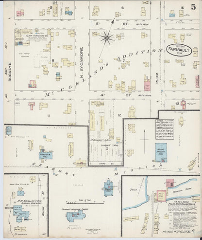 Sanborn Fire Insurance Map from Faribault, Rice County, Minnesota (1884), Sheet #0005 - Complete Map Set gallery image, historic Sanborn map, vintage wall art, Minnesota Minnesota