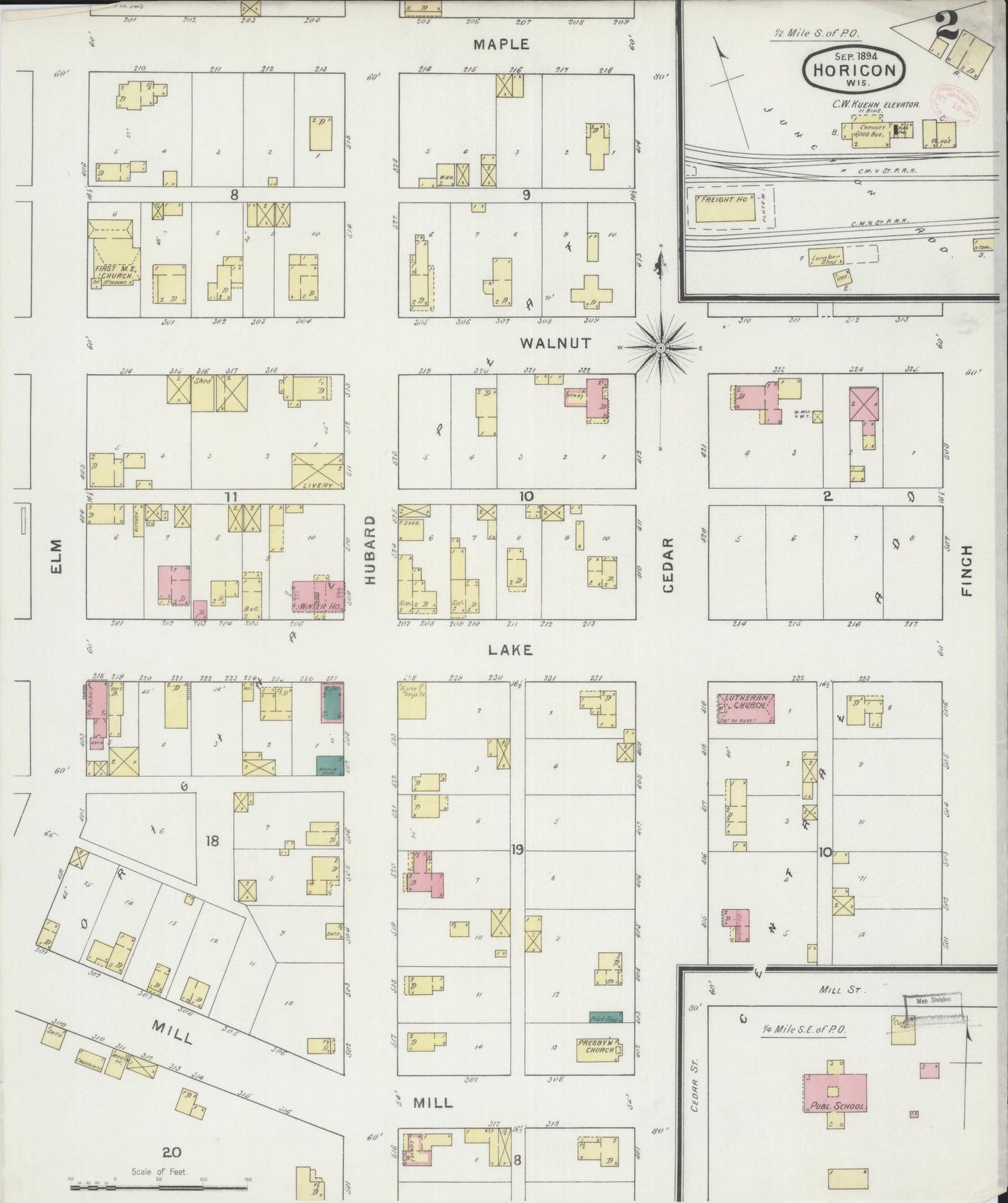 Sanborn Fire Insurance Map from Horicon, Dodge County, Wisconsin (1894), Sheet #0002 - Historic Sanborn Fire Insurance Map Print, vintage old map wall art, antique decor, genealogy gift, Wisconsin Wisconsin map