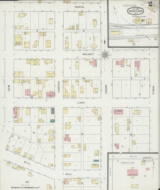 Sanborn Fire Insurance Map from Horicon, Dodge County, Wisconsin (1894), Sheet #0002 - Historic Sanborn Fire Insurance Map Print, vintage old map wall art, antique decor, genealogy gift, Wisconsin Wisconsin map