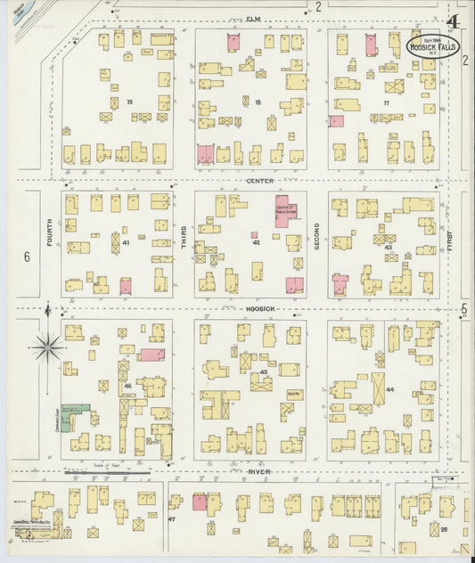 Sanborn Fire Insurance Map from Hoosick Falls, Rensselaer County, New York (1904), Sheet #0004 - Historic Sanborn Fire Insurance Map Print, vintage old map wall art, antique decor, genealogy gift, New York New York map