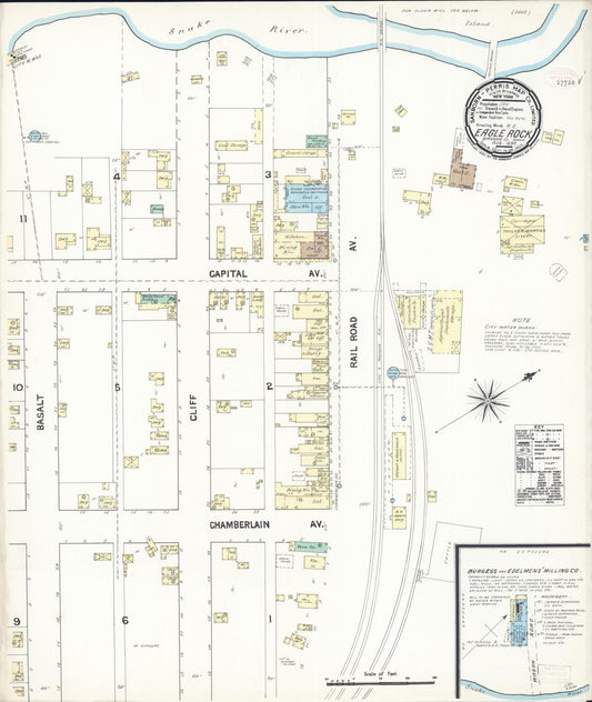 Sanborn Fire Insurance Map from Eagle Rock, Bingham County, Idaho (1890), Sheet #0001 - Historic Sanborn Fire Insurance Map Print, vintage old map wall art, antique decor, genealogy gift, Idaho Idaho map