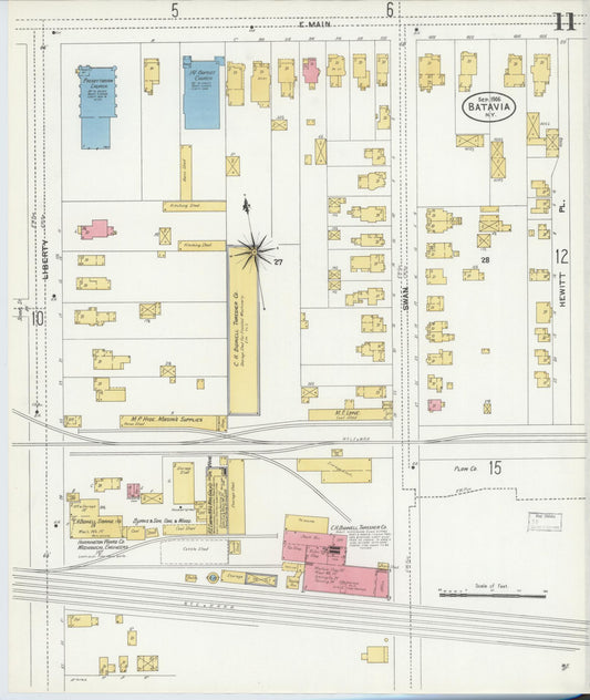 Sanborn Fire Insurance Map from Batavia, Genesee County, New York (1906), Sheet #0011 - Historic Sanborn Fire Insurance Map Print, vintage old map wall art, antique decor, genealogy gift, New York New York map