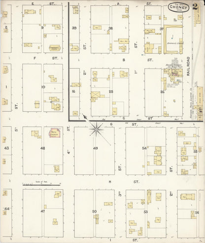 Sanborn Fire Insurance Map from Cheney, Spokane County, Washington (1890), Sheet #0002 - Complete Map Set gallery image, historic Sanborn map, vintage wall art, Washington Washington