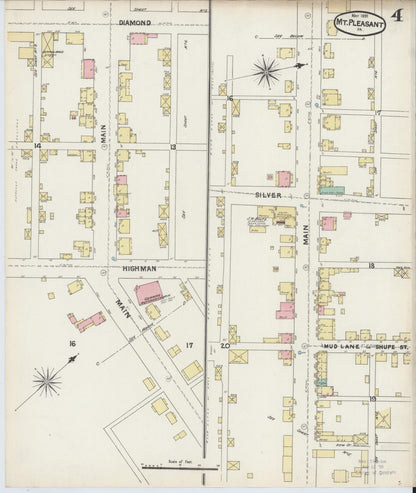 Sanborn Fire Insurance Map from Mount Pleasant, Westmoreland County, Pennsylvania (1891), Sheet #0004 - Complete Map Set gallery image, historic Sanborn map, vintage wall art, Pennsylvania Pennsylvania