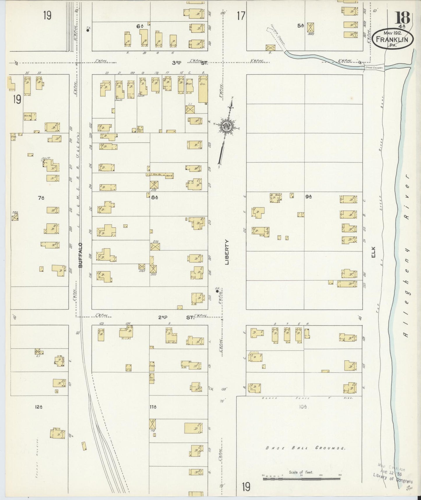 Sanborn Fire Insurance Map from Franklin, Venango County, Pennsylvania (1912), Sheet #0018 - Historic Sanborn Fire Insurance Map Print, vintage old map wall art, antique decor, genealogy gift, Pennsylvania Pennsylvania map