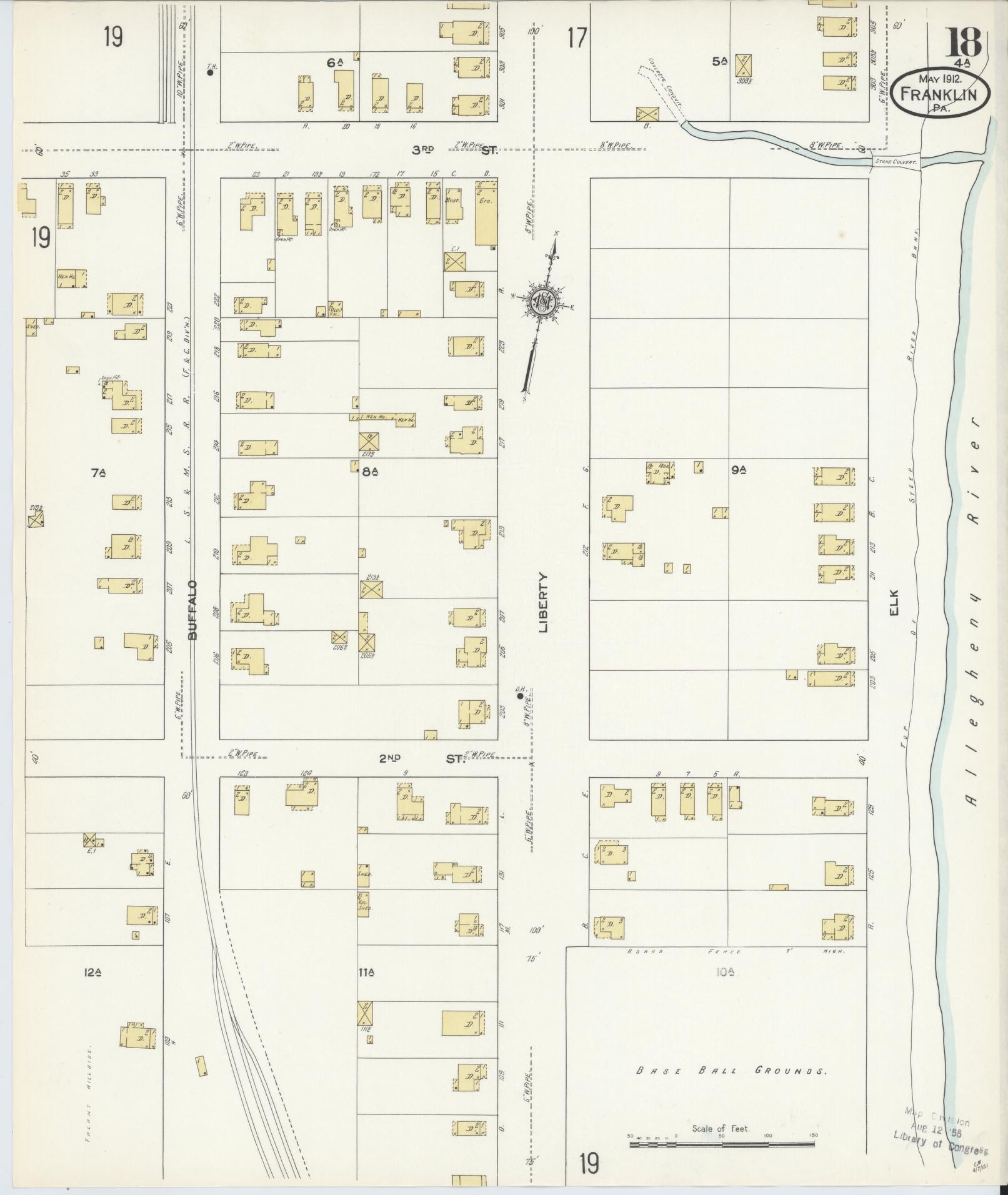 Sanborn Fire Insurance Map from Franklin, Venango County, Pennsylvania (1912), Sheet #0018 - Historic Sanborn Fire Insurance Map Print, vintage old map wall art, antique decor, genealogy gift, Pennsylvania Pennsylvania map