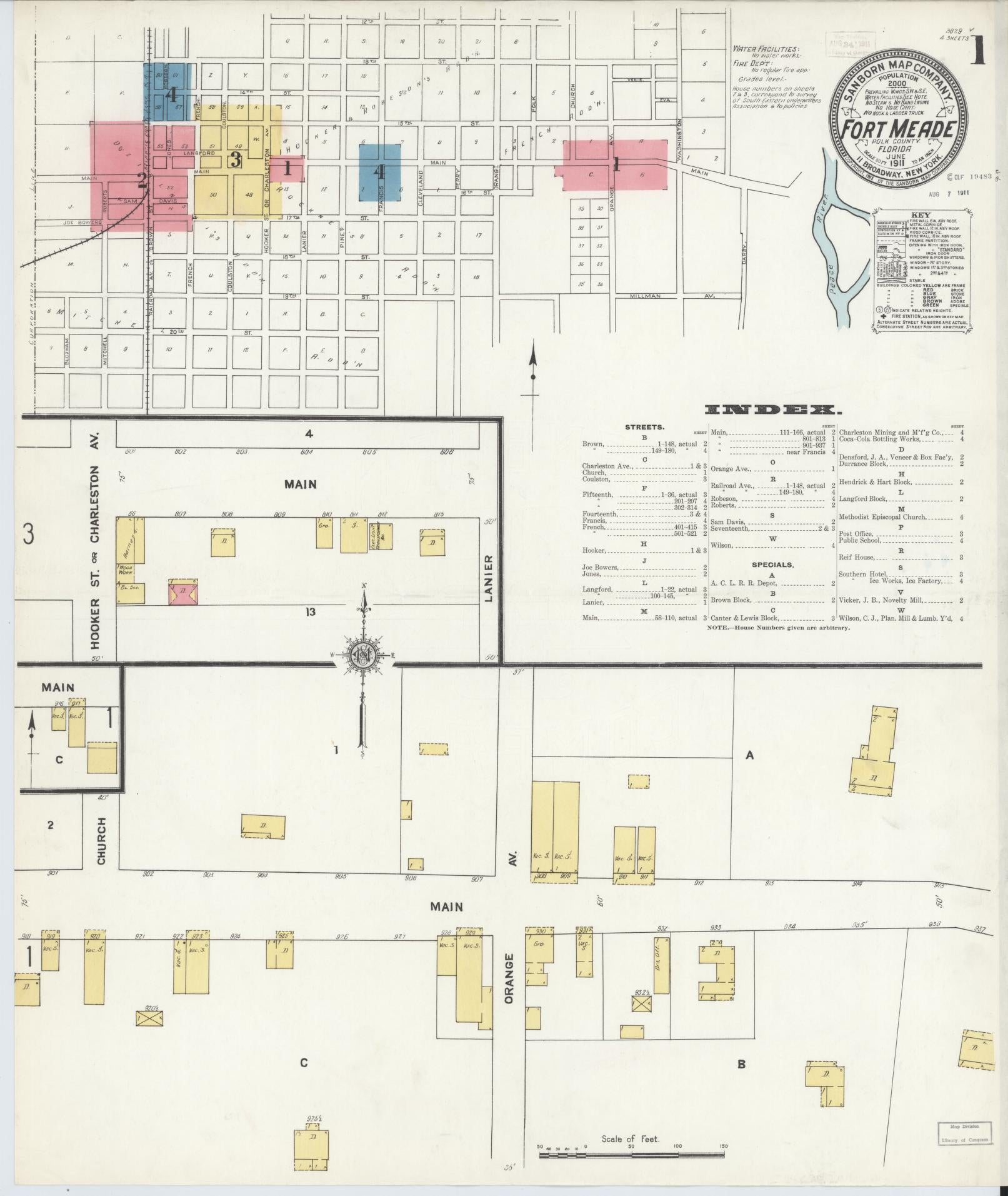 Sanborn Fire Insurance Map from Fort Meade, Polk County, Florida. (1911) – Historic Sanborn Fire Insurance Map Print