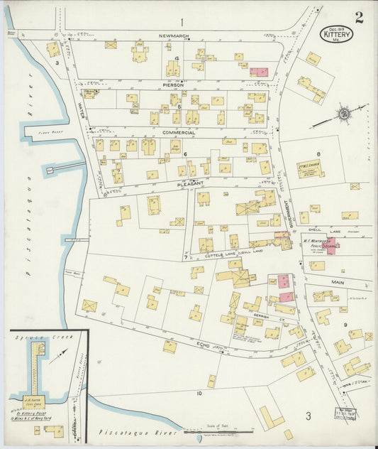 Sanborn Fire Insurance Map from Kittery, York County, Maine (1919), Sheet #0002 - Historic Sanborn Fire Insurance Map Print, vintage old map wall art, antique decor, genealogy gift, Maine Maine map