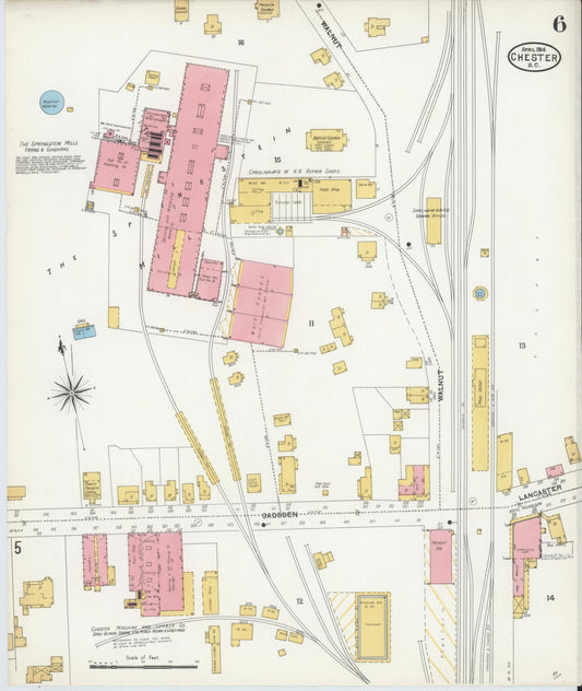 Sanborn Fire Insurance Map from Chester, Chester County, South Carolina (1904), Sheet #0006 - Historic Sanborn Fire Insurance Map Print, vintage old map wall art, antique decor, genealogy gift, South Carolina South Carolina map