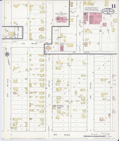 Sanborn Fire Insurance Map from Little Falls, Morrison County, Minnesota (1915), Sheet #0011 - Complete Map Set gallery image, historic Sanborn map, vintage wall art, Minnesota Minnesota