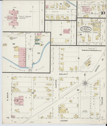 Sanborn Fire Insurance Map from Findlay, Hancock County, Ohio (1887), Sheet #0010 - Complete Map Set gallery image, historic Sanborn map, vintage wall art, Ohio Ohio