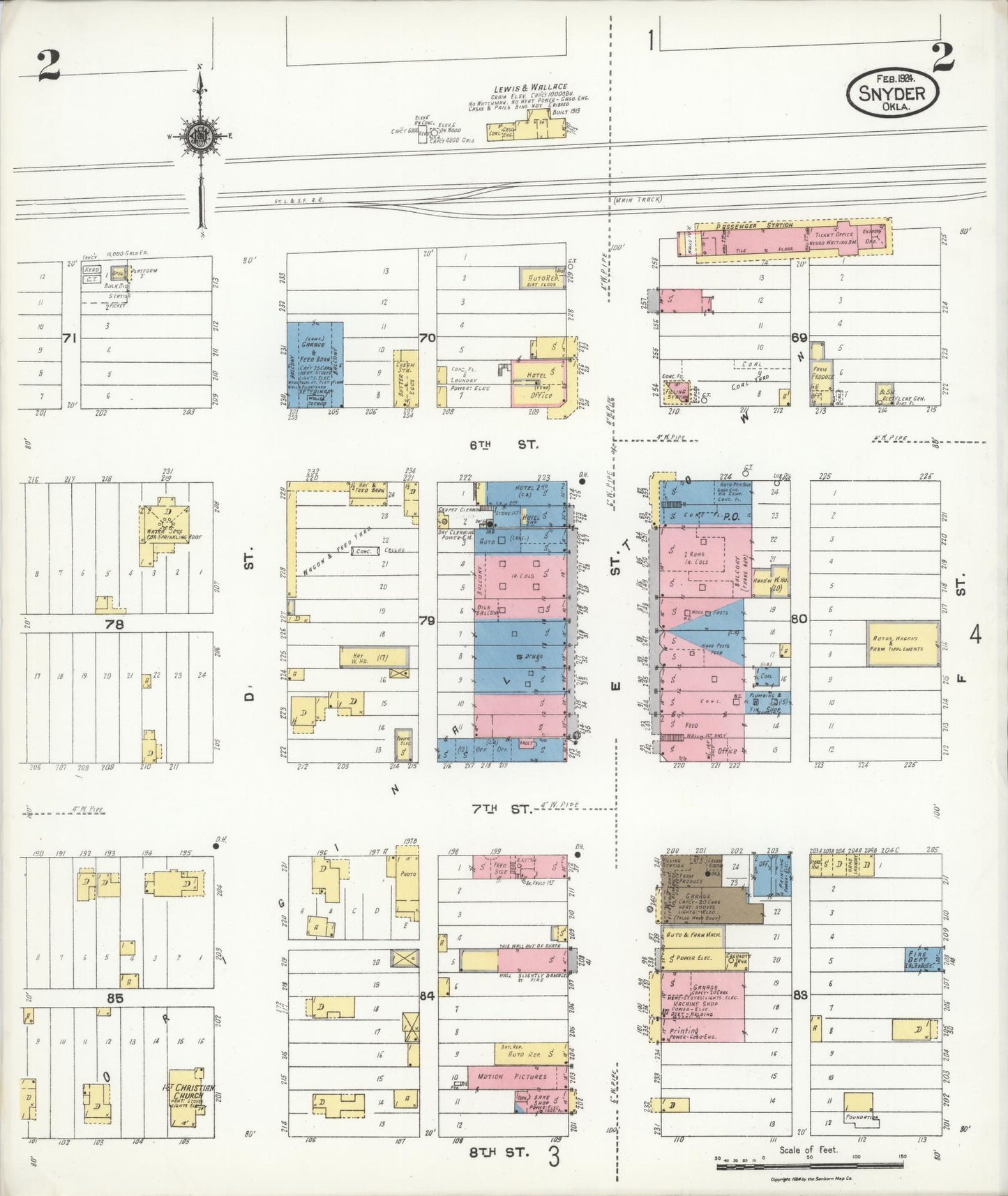 Sanborn Fire Insurance Map from Snyder, Kiowa County, Oklahoma (1924), Sheet #0002 - Complete Map Set gallery image, historic Sanborn map, vintage wall art, Oklahoma Oklahoma