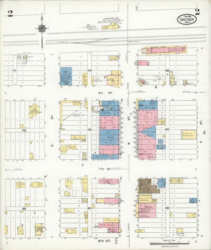 Sanborn Fire Insurance Map from Snyder, Kiowa County, Oklahoma (1924), Sheet #0002 - Complete Map Set gallery image, historic Sanborn map, vintage wall art, Oklahoma Oklahoma