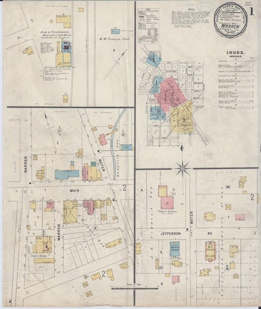Sanborn Fire Insurance Map from Warren, Jo Daviess County, Illinois (1898), Sheet #0001 - Complete Map Set gallery image, historic Sanborn map, vintage wall art, Illinois Illinois