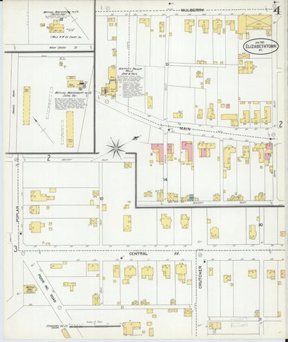 Sanborn Fire Insurance Map from Elizabethtown, Hardin County, Kentucky (1901), Sheet #0004 - Complete Map Set gallery image, historic Sanborn map, vintage wall art, Kentucky Kentucky