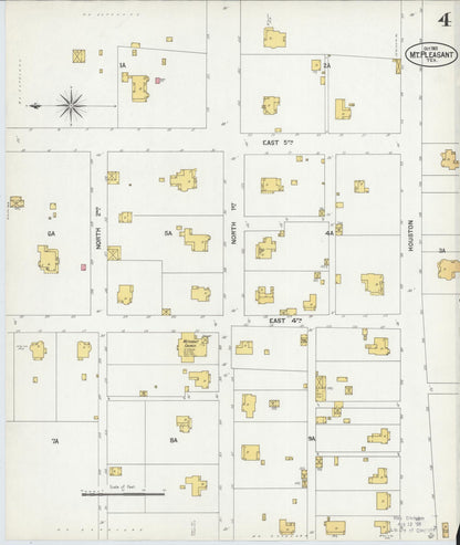Sanborn Fire Insurance Map from Mount Pleasant, Titus County, Texas (1901), Sheet #0004 - Historic Sanborn Fire Insurance Map Print, vintage old map wall art, antique decor, genealogy gift, Texas Texas map