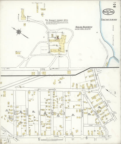 Sanborn Fire Insurance Map from Rockland, Knox County, Maine (1922), Sheet #0002 - Complete Map Set gallery image, historic Sanborn map, vintage wall art, Maine Maine