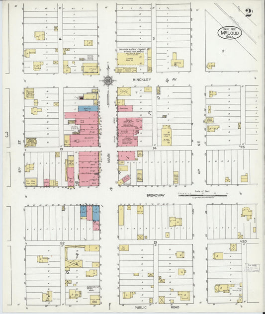 Sanborn Fire Insurance Map from McLoud, Pottawatomie County, Oklahoma (1922), Sheet #0002 - Historic Sanborn Fire Insurance Map Print, vintage old map wall art, antique decor, genealogy gift, Oklahoma Oklahoma map