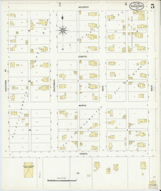 Sanborn Fire Insurance Map from Sheridan, Hamilton County, Indiana (1909), Sheet #0005 - Historic Sanborn Fire Insurance Map Print, vintage old map wall art, antique decor, genealogy gift, Indiana Indiana map
