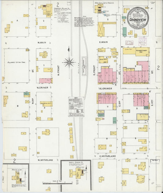 Sanborn Fire Insurance Map from Grandview, Johnson County, Texas (1905), Sheet #0001 - Historic Sanborn Fire Insurance Map Print, vintage old map wall art, antique decor, genealogy gift, Texas Texas map