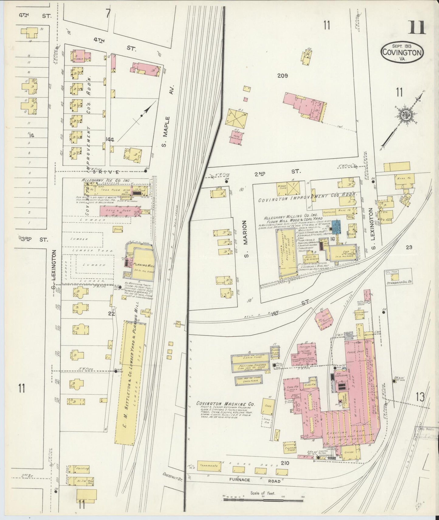 Sanborn Fire Insurance Map from Covington, Independent Cities, Virginia (1913), Sheet #0011 - Complete Map Set gallery image, historic Sanborn map, vintage wall art, Virginia Virginia