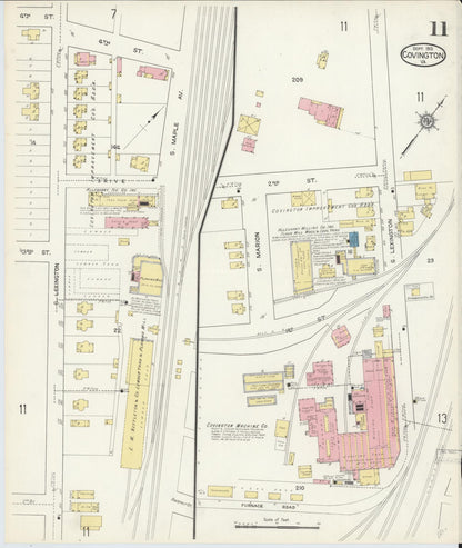 Sanborn Fire Insurance Map from Covington, Independent Cities, Virginia (1913), Sheet #0011 - Complete Map Set gallery image, historic Sanborn map, vintage wall art, Virginia Virginia
