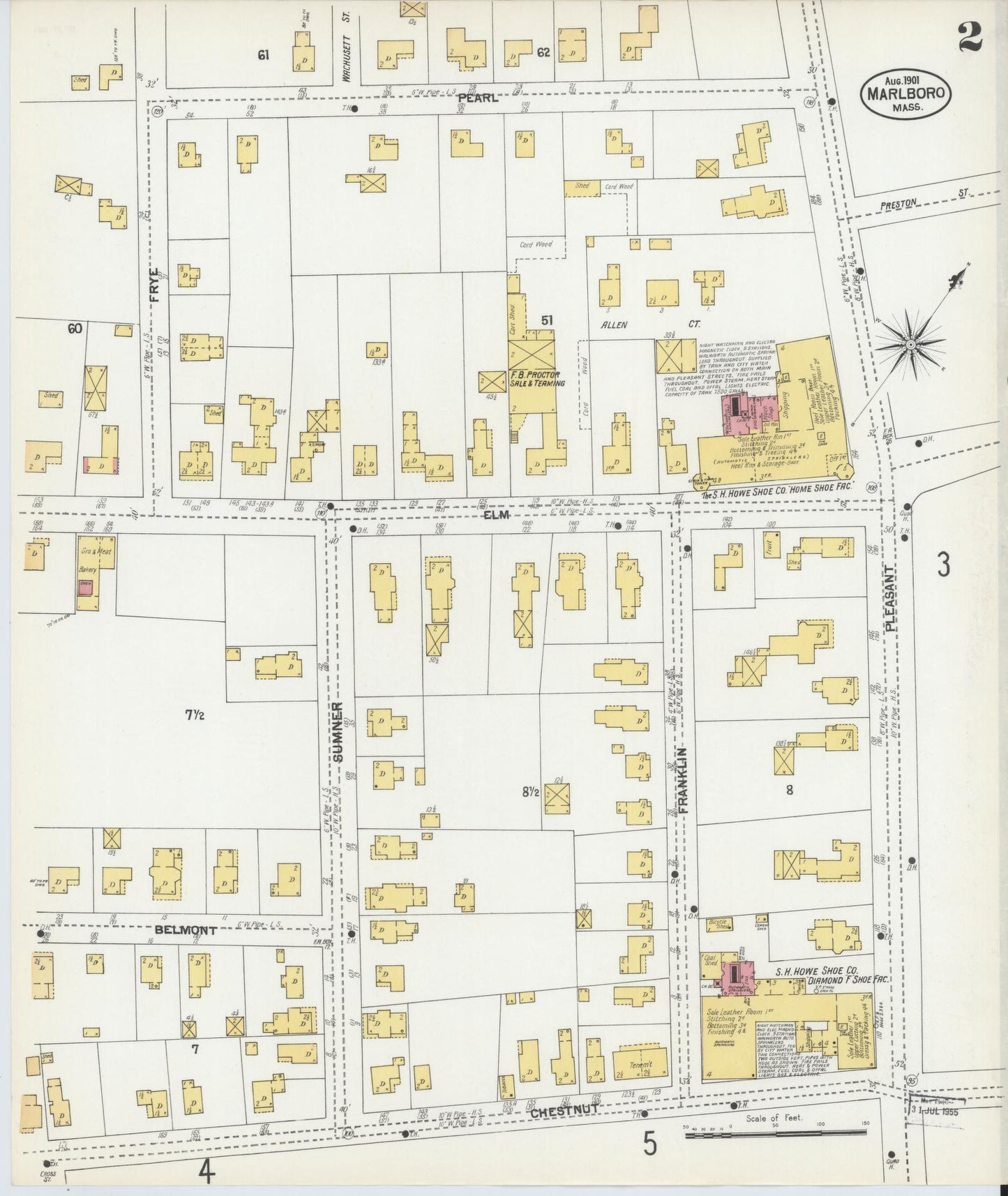 Sanborn Fire Insurance Map from Marlborough, Middlesex County, Massachusetts (1901), Sheet #0002 - Historic Sanborn Fire Insurance Map Print, vintage old map wall art, antique decor, genealogy gift, Massachusetts Massachusetts map