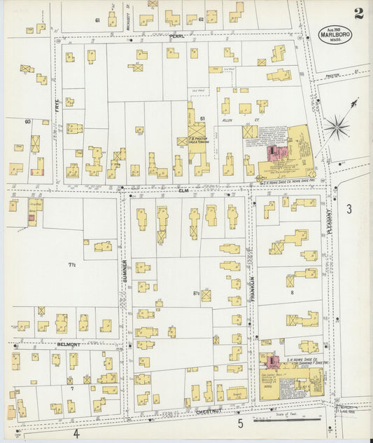 Sanborn Fire Insurance Map from Marlborough, Middlesex County, Massachusetts (1901), Sheet #0002 - Historic Sanborn Fire Insurance Map Print, vintage old map wall art, antique decor, genealogy gift, Massachusetts Massachusetts map