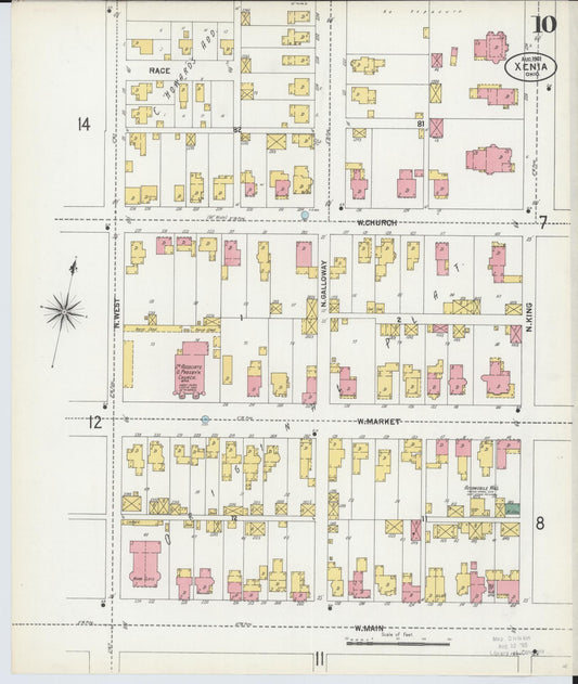 Sanborn Fire Insurance Map from Xenia, Greene County, Ohio (1901), Sheet #0010 - Historic Sanborn Fire Insurance Map Print, vintage old map wall art, antique decor, genealogy gift, Ohio Ohio map