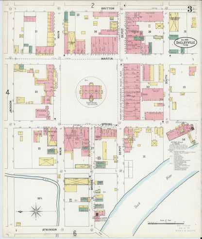 Sanborn Fire Insurance Map from Shelbyville, Bedford County, Tennessee (1899), Sheet #0003 - Complete Map Set gallery image, historic Sanborn map, vintage wall art, Tennessee Tennessee