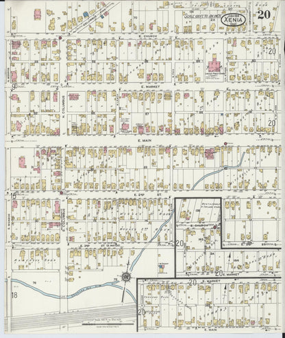 Sanborn Fire Insurance Map from Xenia, Greene County, Ohio (1919), Sheet #0020 - Complete Map Set gallery image, historic Sanborn map, vintage wall art, Ohio Ohio