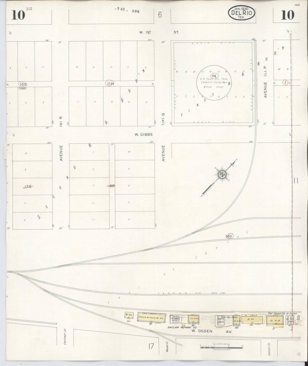 Sanborn Fire Insurance Map from Del Rio, Val Verde County, Texas (1948), Sheet #0010 - Historic Sanborn Fire Insurance Map Print, vintage old map wall art, antique decor, genealogy gift, Texas Texas map