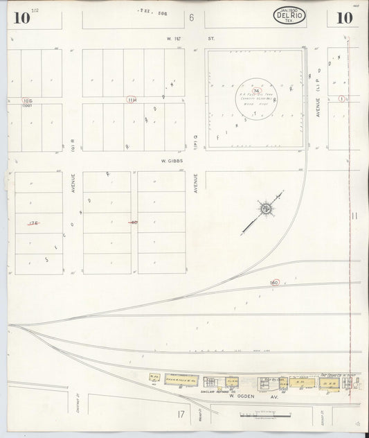 Sanborn Fire Insurance Map from Del Rio, Val Verde County, Texas (1948), Sheet #0010 - Historic Sanborn Fire Insurance Map Print, vintage old map wall art, antique decor, genealogy gift, Texas Texas map