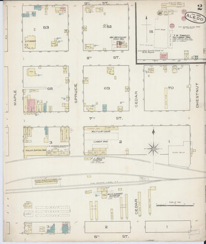 Sanborn Fire Insurance Map from Aledo, Mercer County, Illinois (1885), Sheet #0002 - Complete Map Set gallery image, historic Sanborn map, vintage wall art, Illinois Illinois