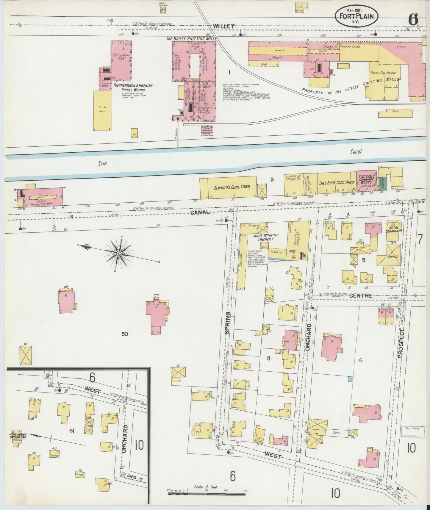 Sanborn Fire Insurance Map from Fort Plain, Montgomery County, New York (1901), Sheet #0006 - Complete Map Set gallery image, historic Sanborn map, vintage wall art, New York New York