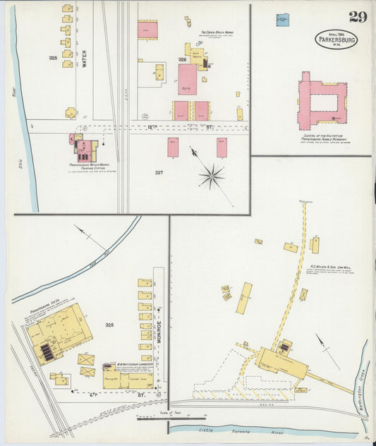 Sanborn Fire Insurance Map from Parkersburg, Wood County, West Virginia (1904), Sheet #0029 - Historic Sanborn Fire Insurance Map Print, vintage old map wall art, antique decor, genealogy gift, West Virginia West Virginia map