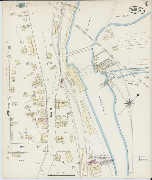 Sanborn Fire Insurance Map from Necedah, Juneau County, Wisconsin (1885), Sheet #0004 - Historic Sanborn Fire Insurance Map Print, vintage old map wall art, antique decor, genealogy gift, Wisconsin Wisconsin map