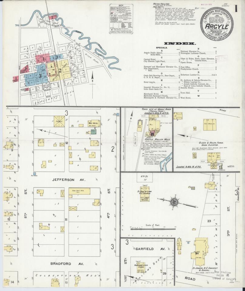 Sanborn Fire Insurance Map from Argyle, Marshall County, Minnesota. (1909) – Map View